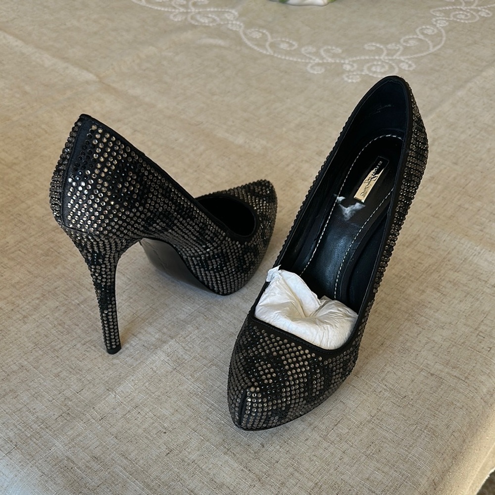 Elegant Black Studded Women's Heels